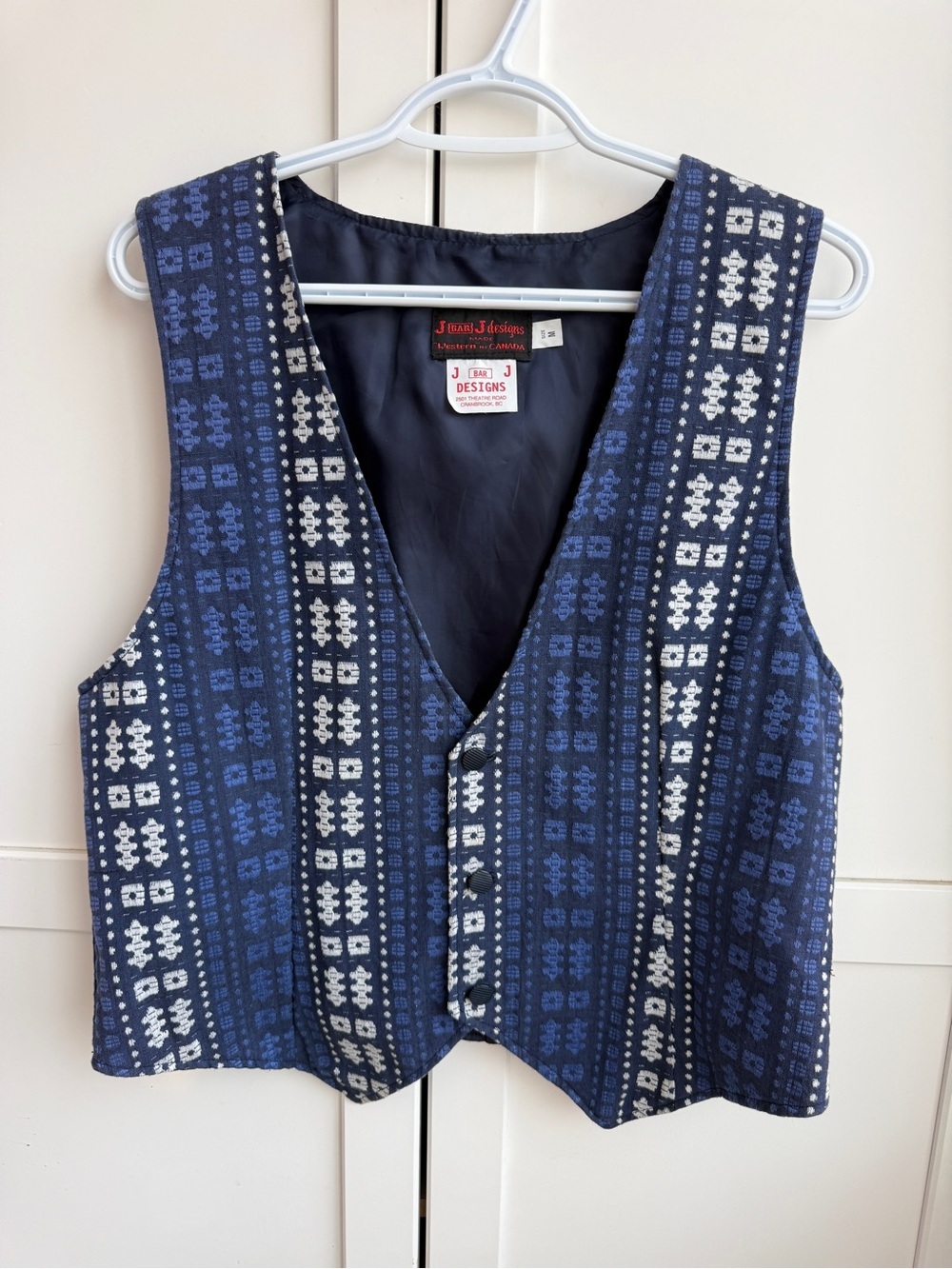 Women’s Vintage Blue Western Cowboy Woven Vest Boho Prairie Size M/L